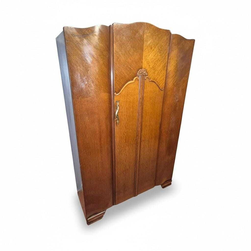 Art Deco Lebus Wardrobe 1930s | Oak Veneer Gentleman’s Wardrobe | Vintage Bedroom Storage