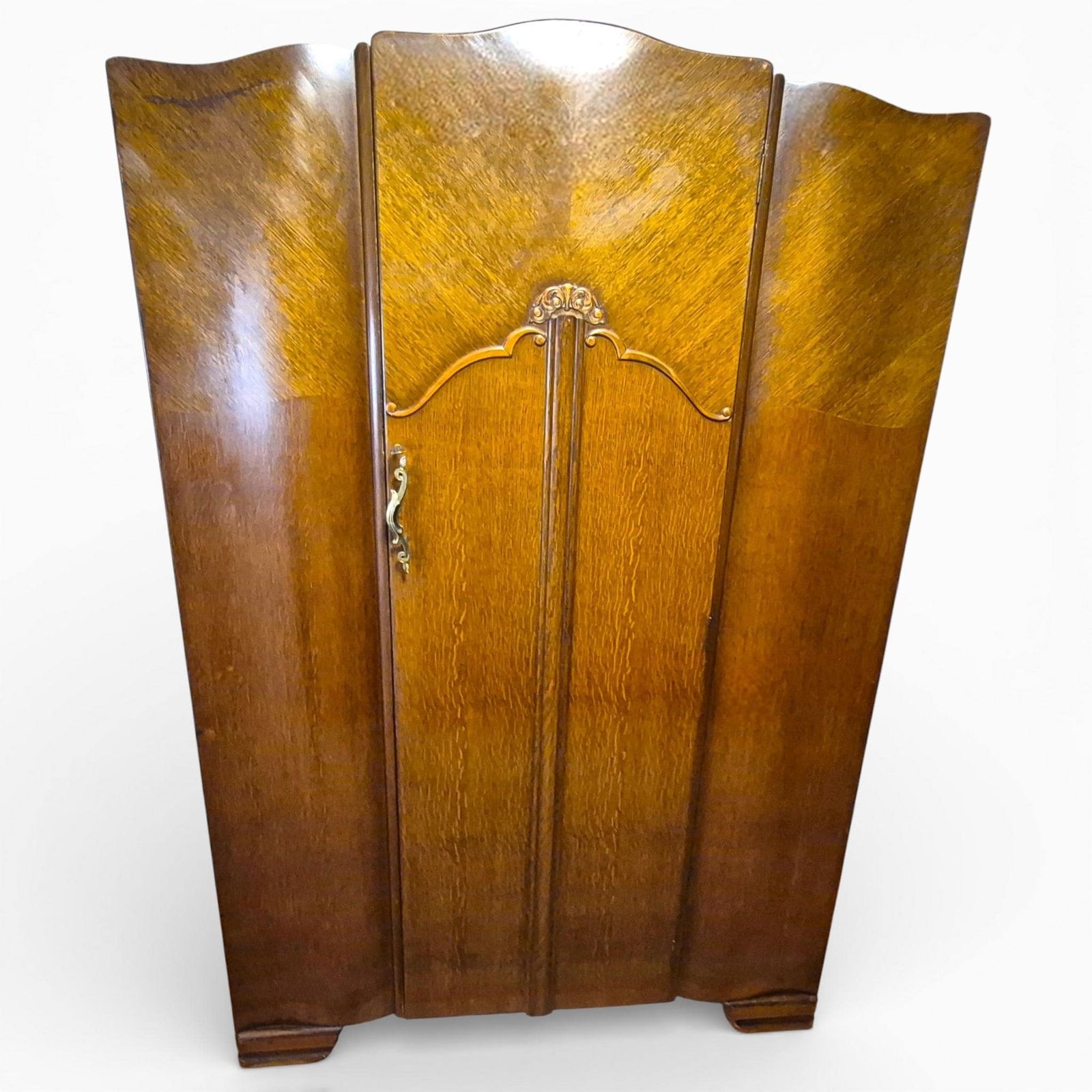Art Deco Lebus Wardrobe 1930s | Oak Veneer Gentleman’s Wardrobe | Vintage Bedroom Storage photo 535.0
