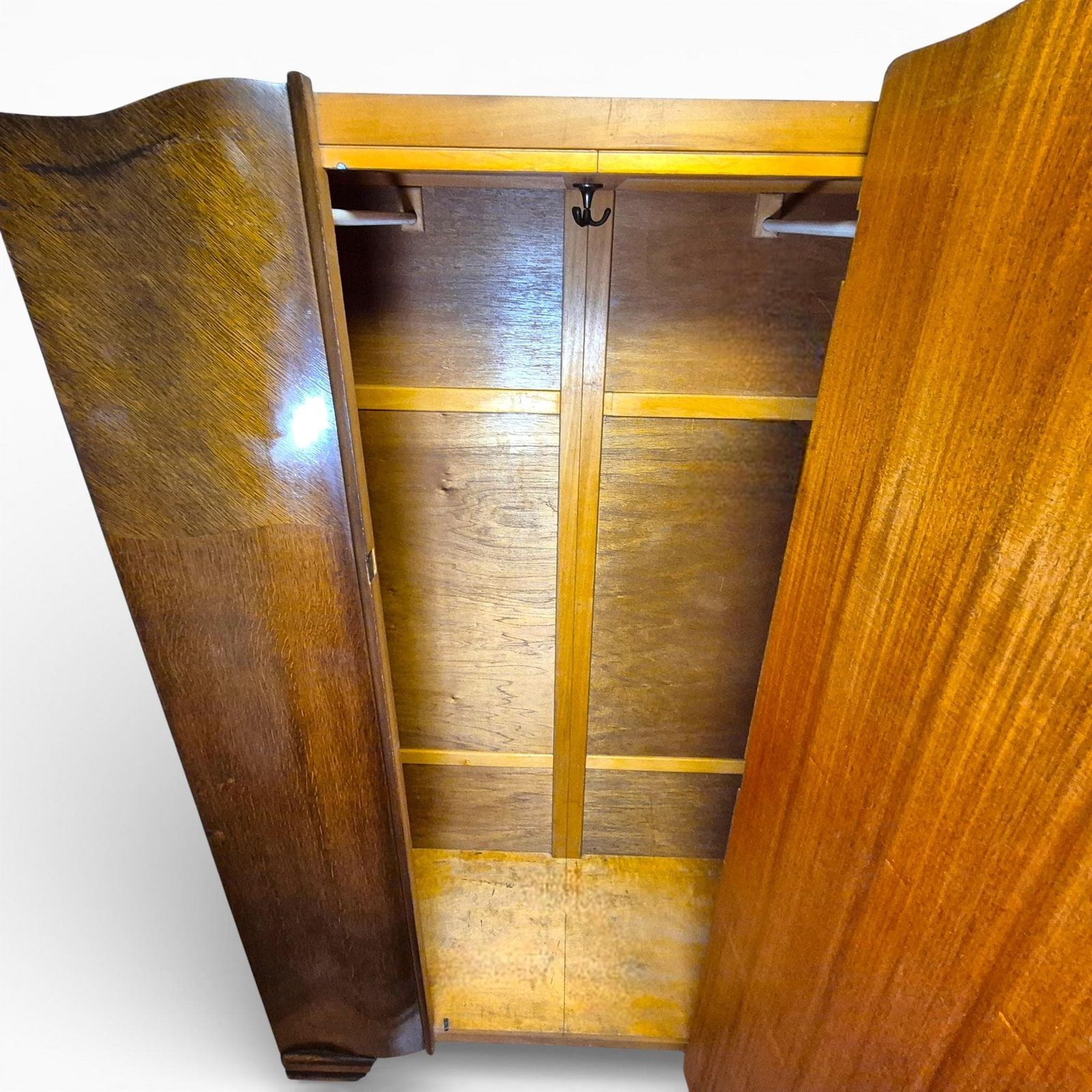 Art Deco Lebus Wardrobe 1930s | Oak Veneer Gentleman’s Wardrobe | Vintage Bedroom Storage photo vintage
