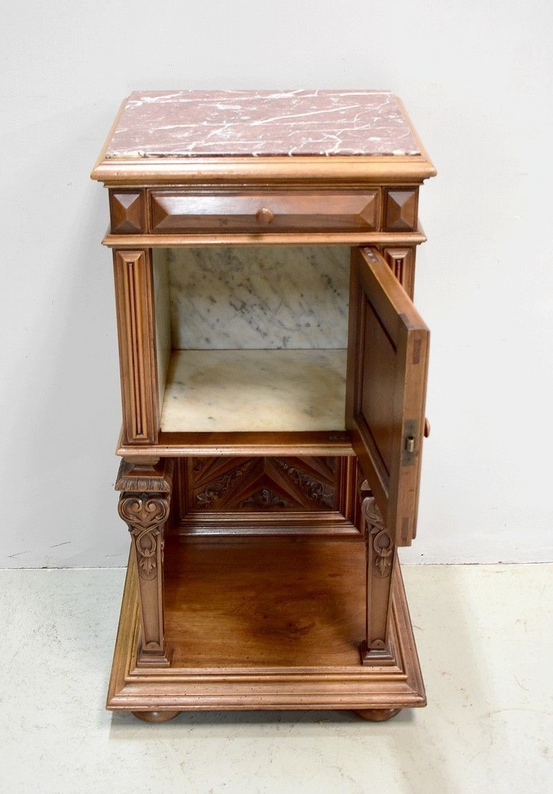 Renaissance Sculpted High Bedside Table, 1900 photo buy