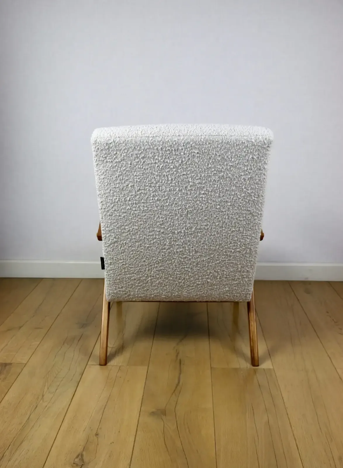 Vintage B 310 Var Armchair, White Bouclé Structure, 1970s   Natural Beech Wood photo buy
