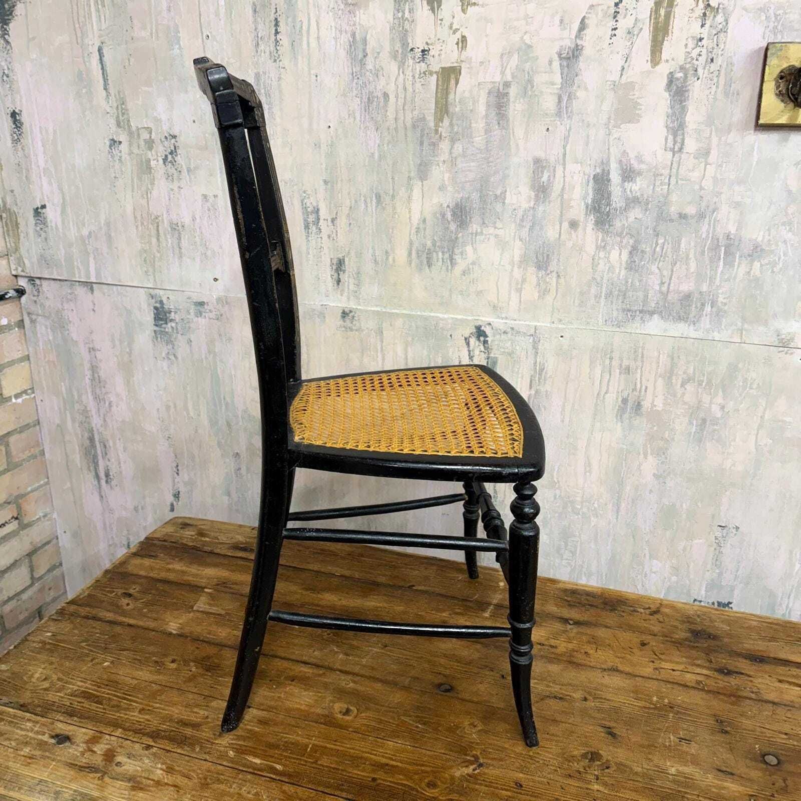 Antique Victorian Ebonised Wooden Chair Aesthetic Movement Inlaid Mother Of Pea photo furniture