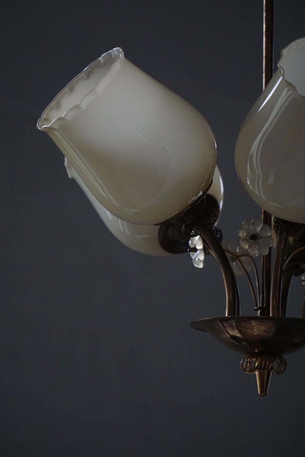Mid Century Modern, Chandelier In Brass & Glass, Itsu, Finland, 1950s photo 3943.0