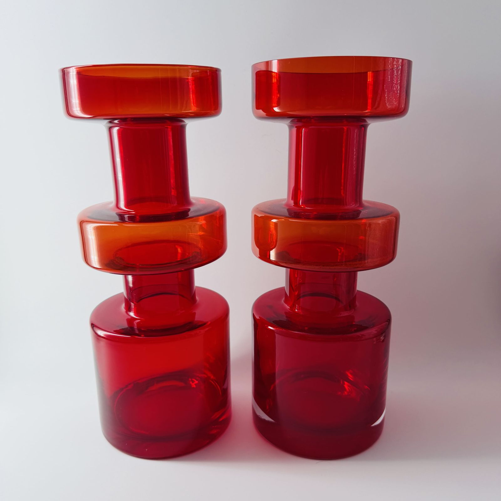 Finnish Art Glass Pair By Tamara Aladin For Riihimäen Lasi Oy photo for sale