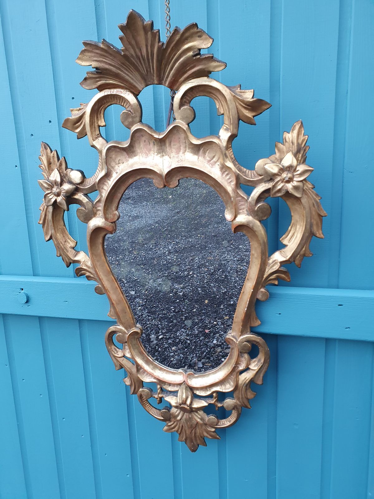 photo furniture Pair Of Guilt Wood Italian Antique Mirrors 22"