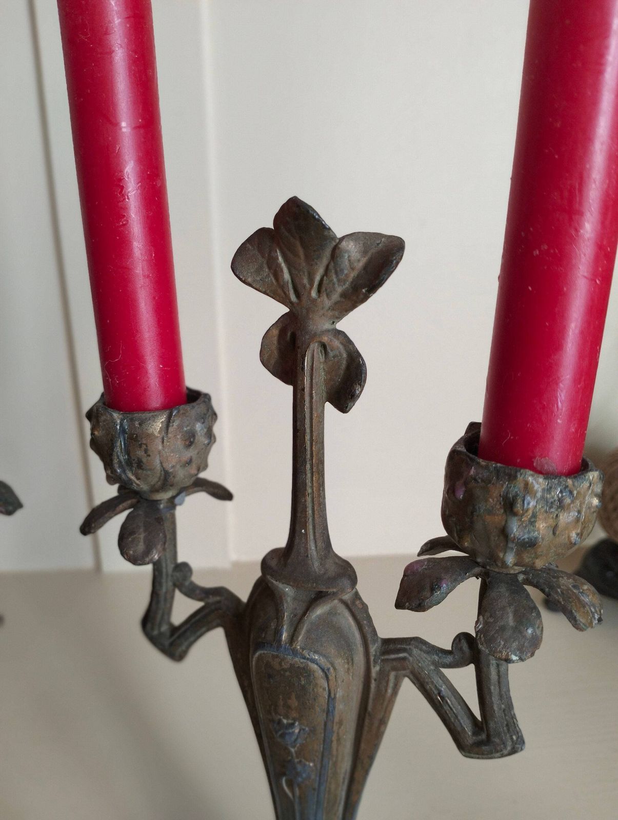 Pair Of Antique French Candelabra, Antique Spelter Candle Holders, Vintage Candlesticks photo buy