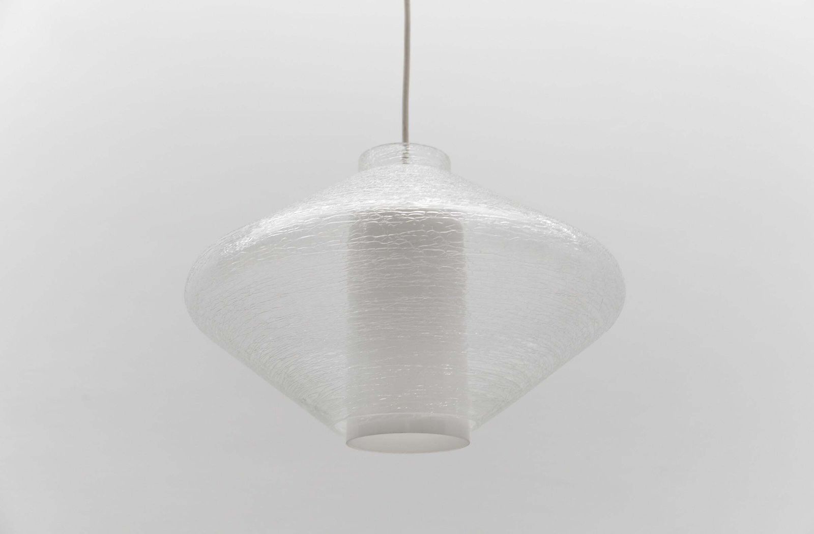 photo vinterior Double Glass Shade In Opal And Textured Glass In The Wagenfeld Style, 1960s