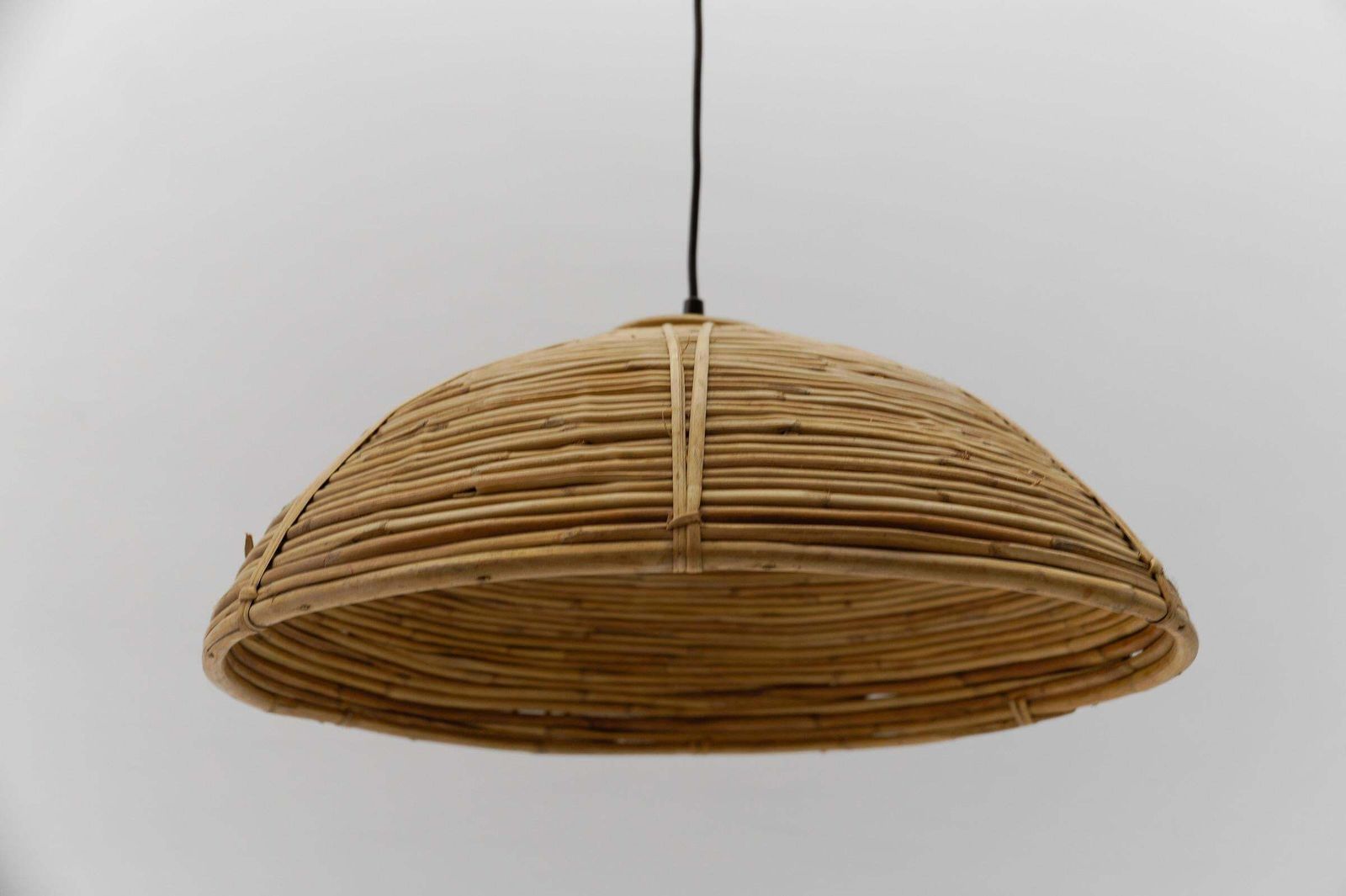 Lovely Mid Century Modern Pendant Light Made In Rattan, 1960s Italy photo 1284.0