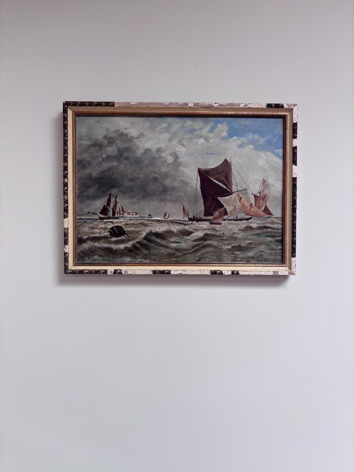 photo for sale Antique Maritime Print | After Thomas Bush Hardy On The Medway | Rustic Coastal Wall Art