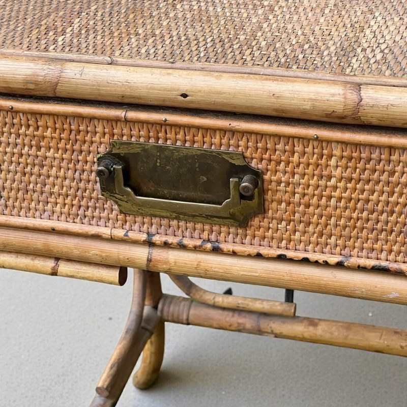 Vintage Bamboo Desk Dressing Or Console Table photo vinterior