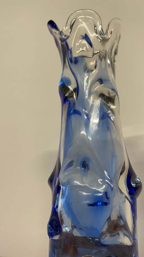 Mid Century Blue & Clear Art Glass Vase By Josef Hospodka For Chribská, 1960s Czech Design photo 65.0