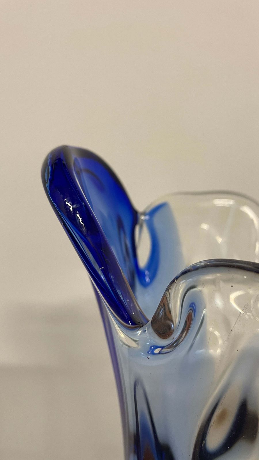 Mid Century Blue & Clear Art Glass Vase By Josef Hospodka For Chribská, 1960s Czech Design photo vinterior
