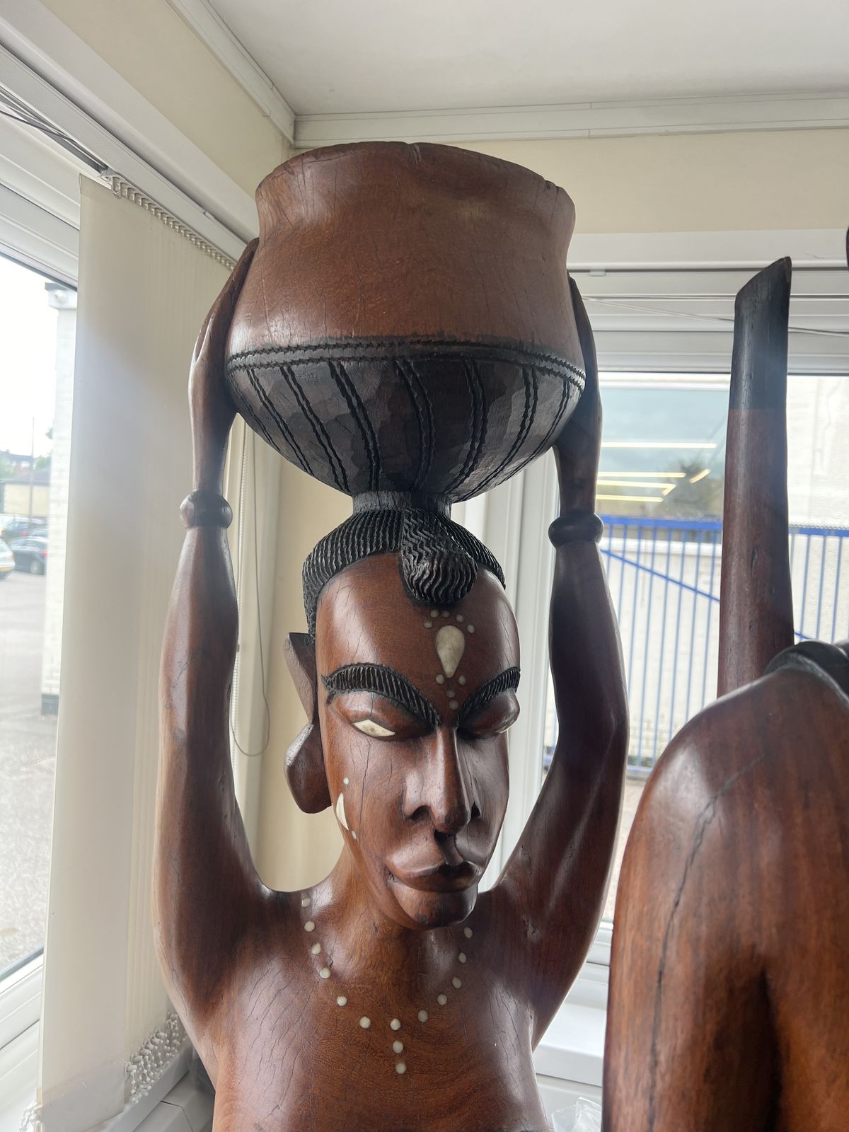 African Tribble Couple Life Size Solid Wooden Ethnic Art photo vinterior
