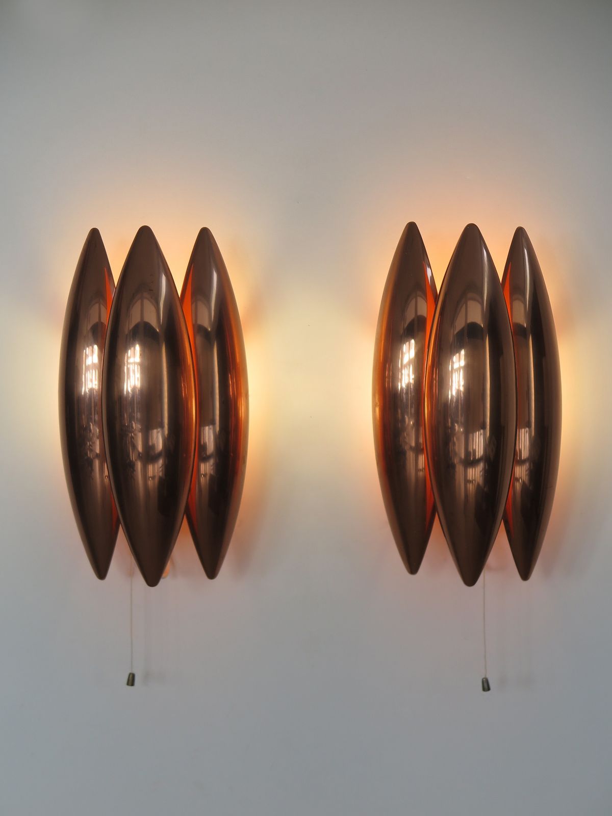 "Kastor" Midcentury Copper Wall Lights Design Jo Hammerborg For Fog & Morup, Denmark 1960s photo furniture
