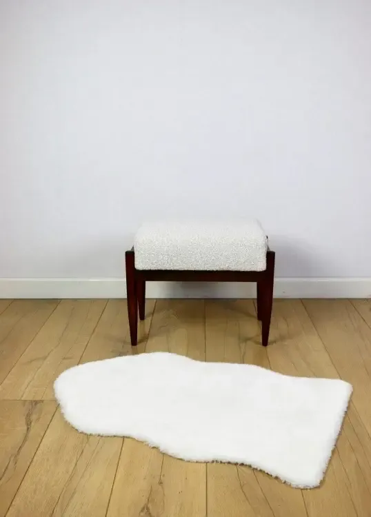 photo furniture Edmund Homa Stool, Cream Ivory And White Boucle Seat   2 Pieces Available