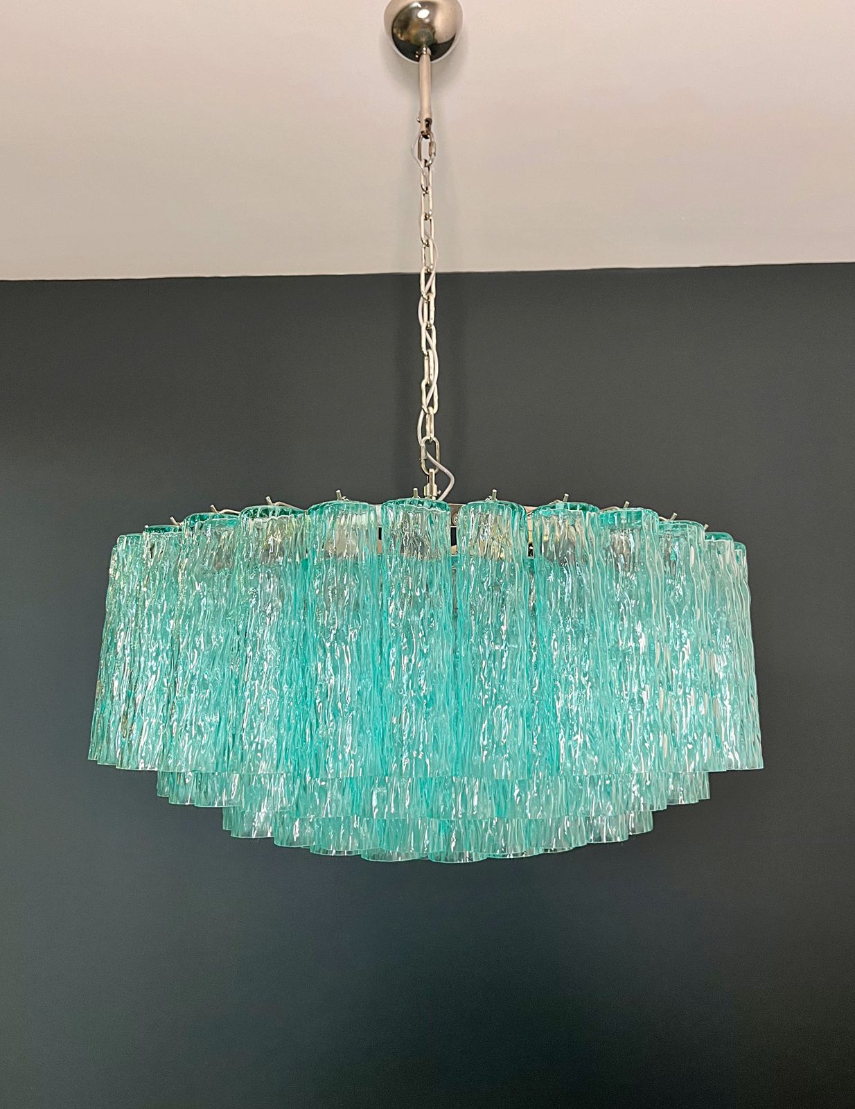 Large Murano Glass Chandelier   101 Turquoise Tube Glasses photo buy