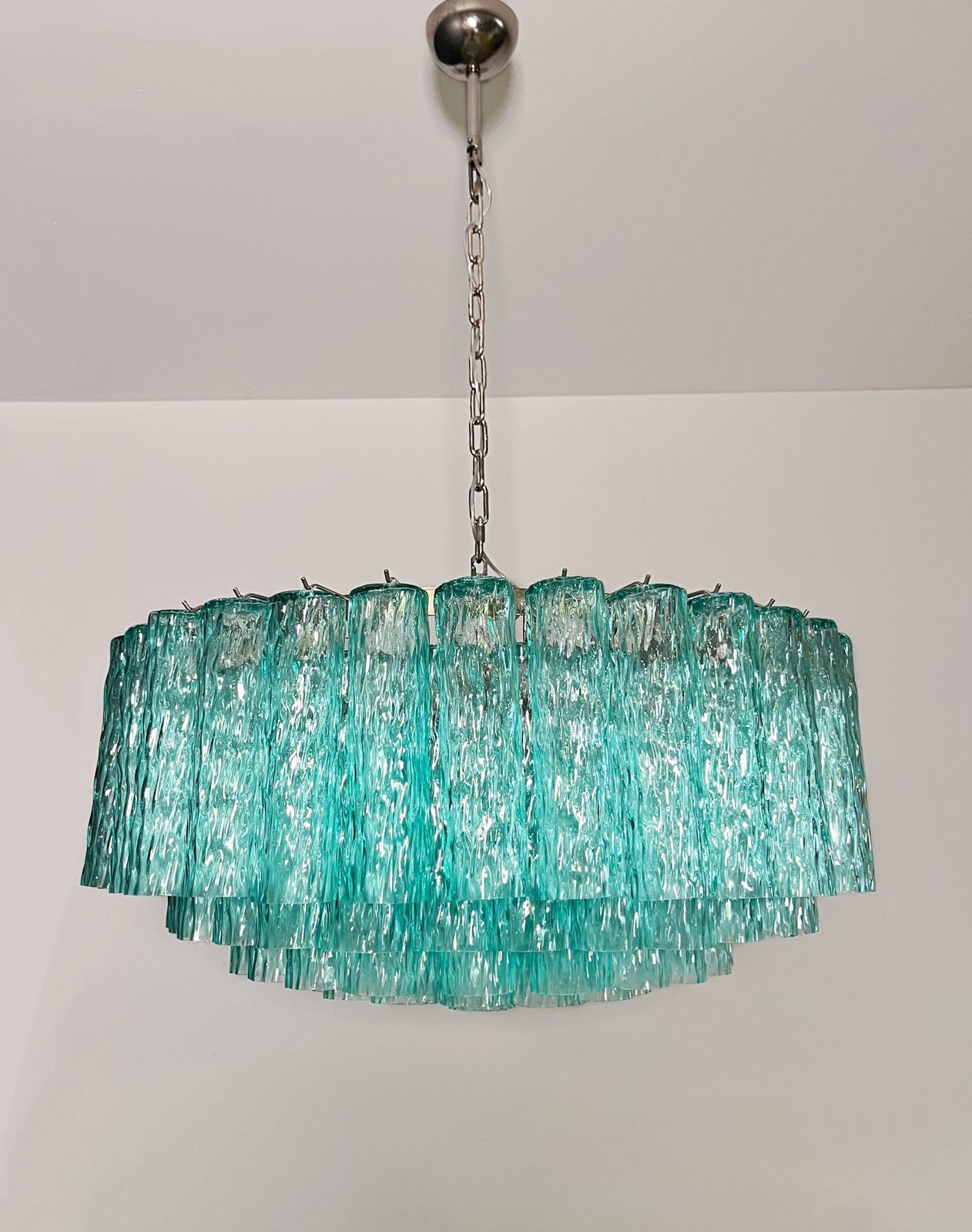 photo vinterior Large Murano Glass Chandelier   101 Turquoise Tube Glasses