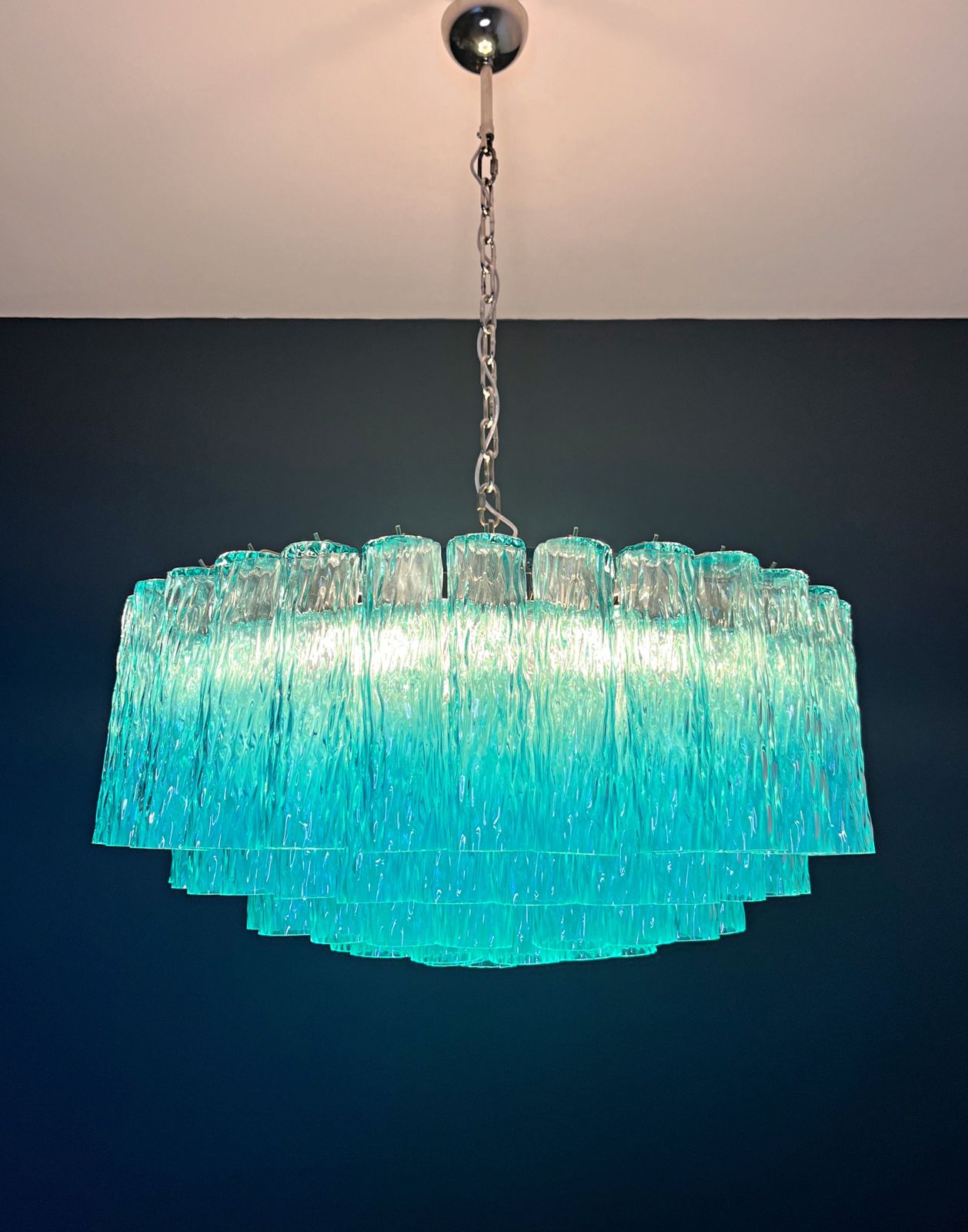 photo buy Large Murano Glass Chandelier   101 Turquoise Tube Glasses
