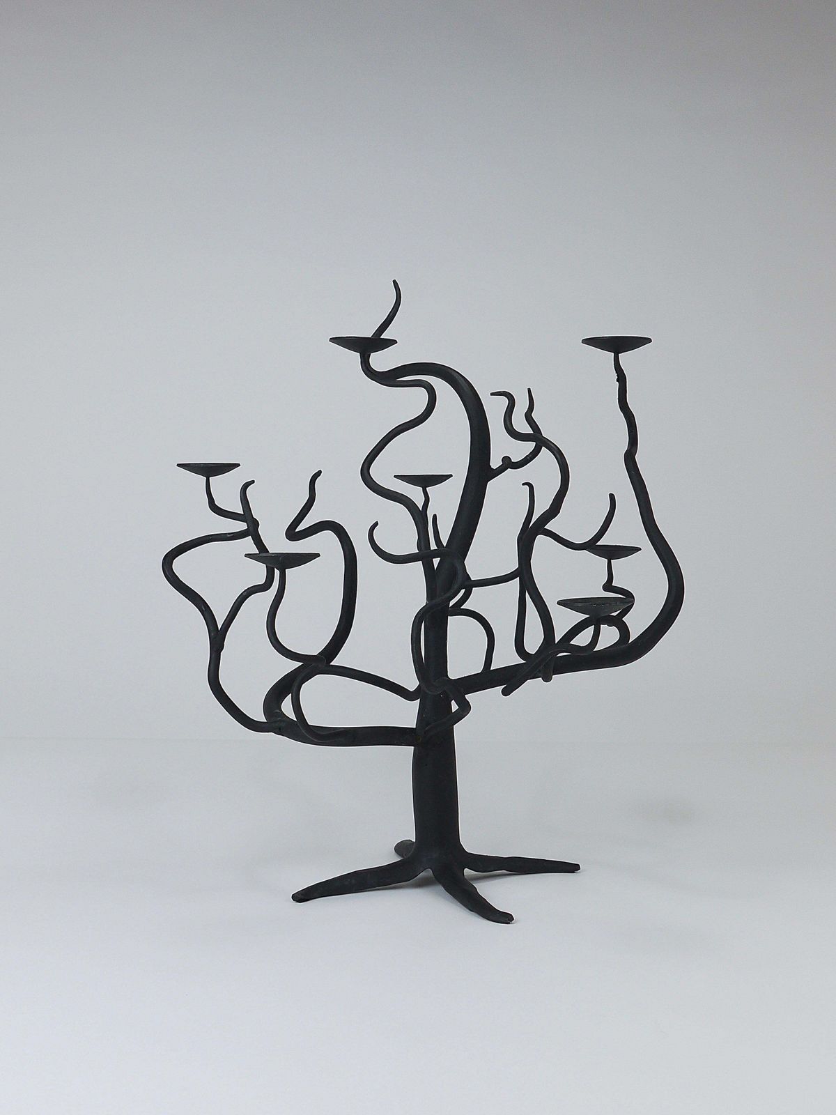 photo furniture Sculptural Brutalist Tree Of Life Hand Forged Candelabra Candle Holder, 1970s