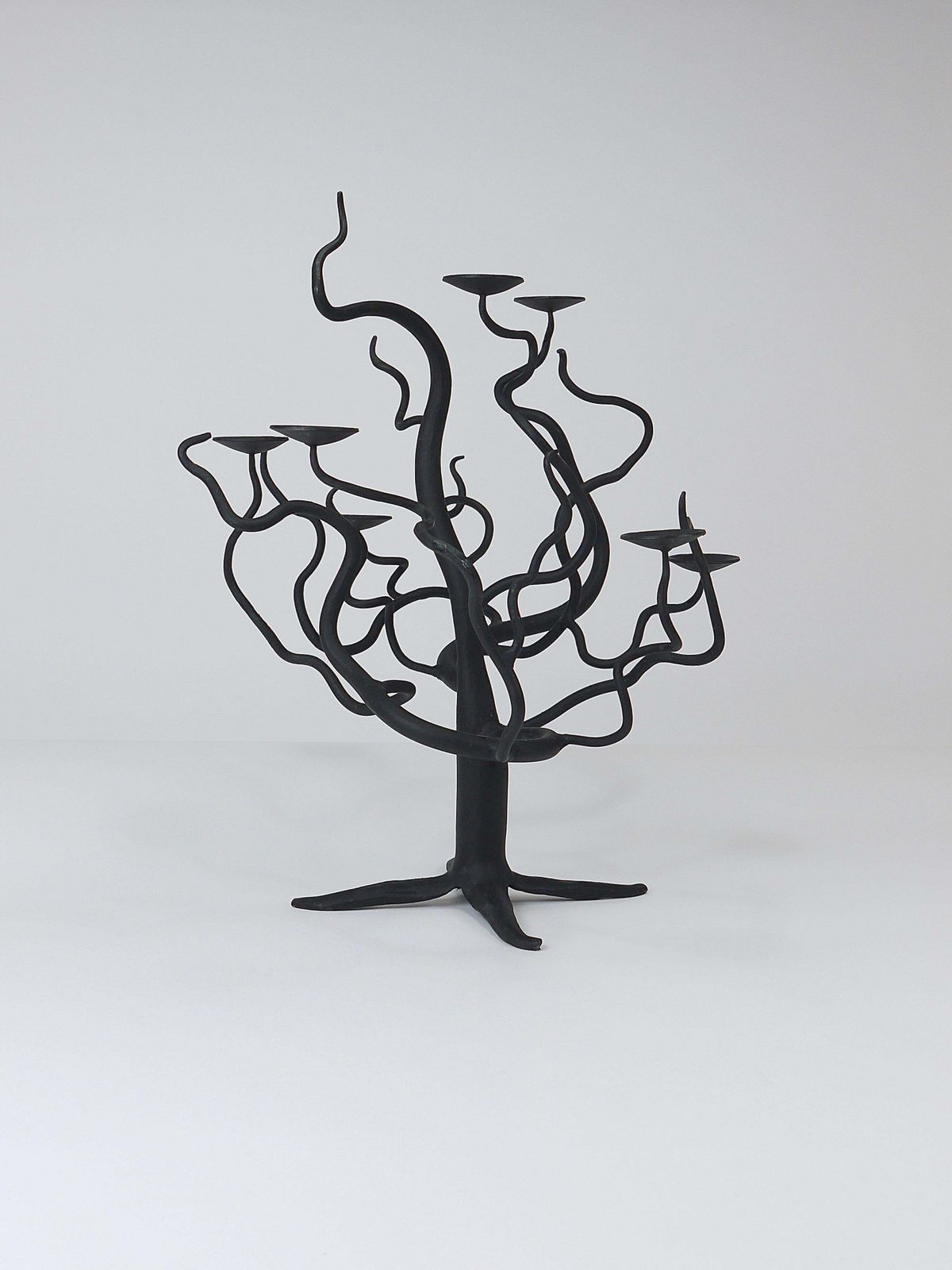 1193.0 Sculptural Brutalist Tree Of Life Hand Forged Candelabra Candle Holder, 1970s photo