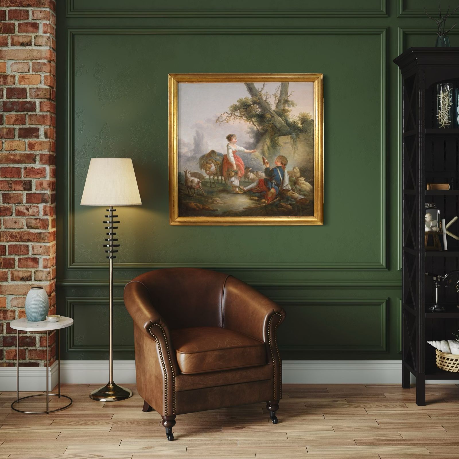 photo for sale Great 18th Century French Painting, Romantic Pastoral Scene