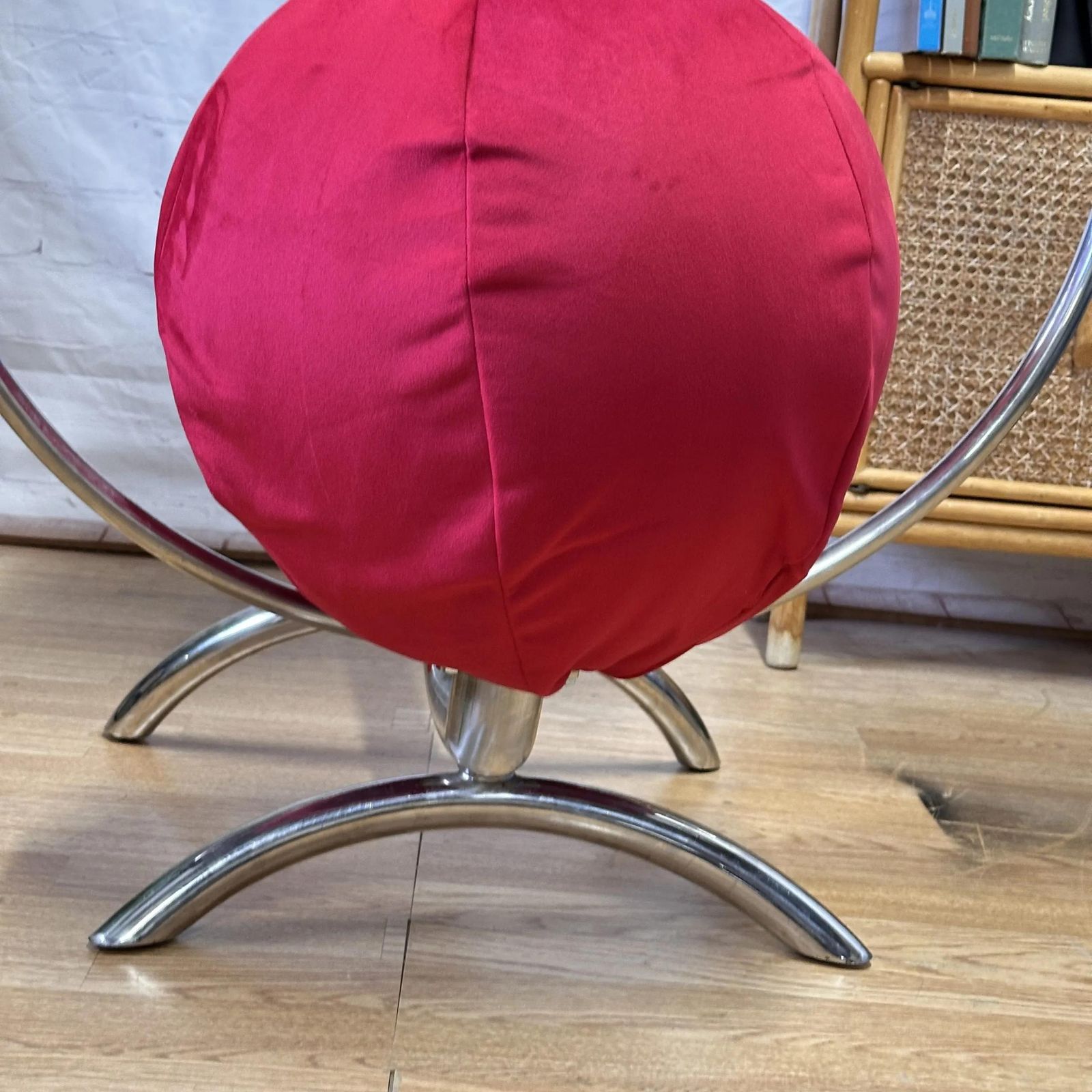 Alan Eagle Solar System Chair Red Velvet & Chrome Post Modern Orbital Design photo buy