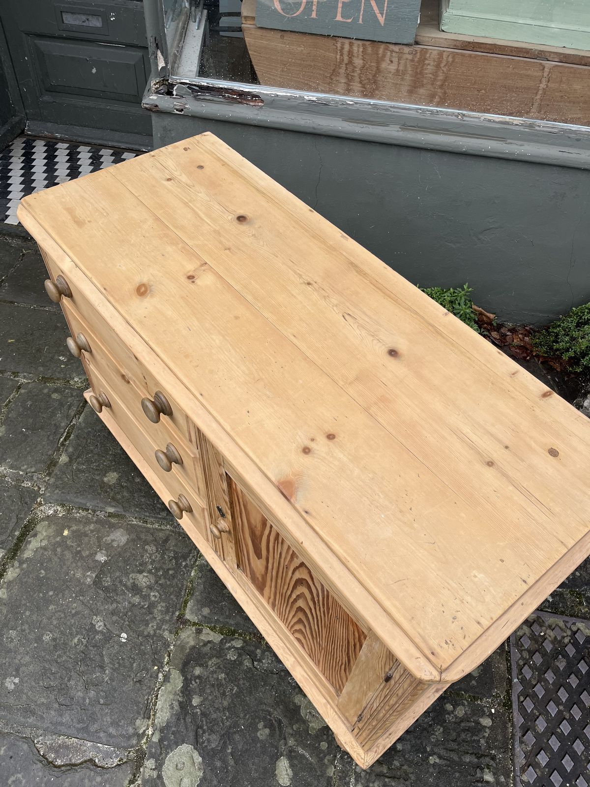 A Stunning Victorian Pine Dresser Base/Sideboard With Three Drawers photo for sale