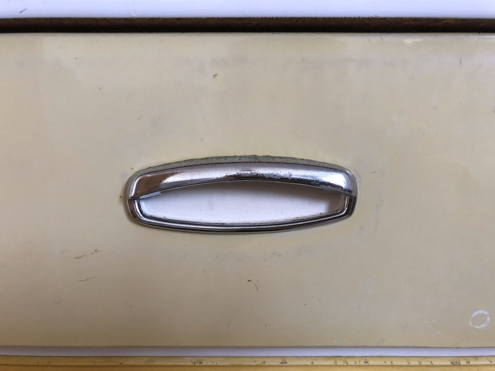 Rare 1950s 60s Formica Topped Kitchen Base Cupboard Yellow Sliding Doors Mid Century photo Furniture