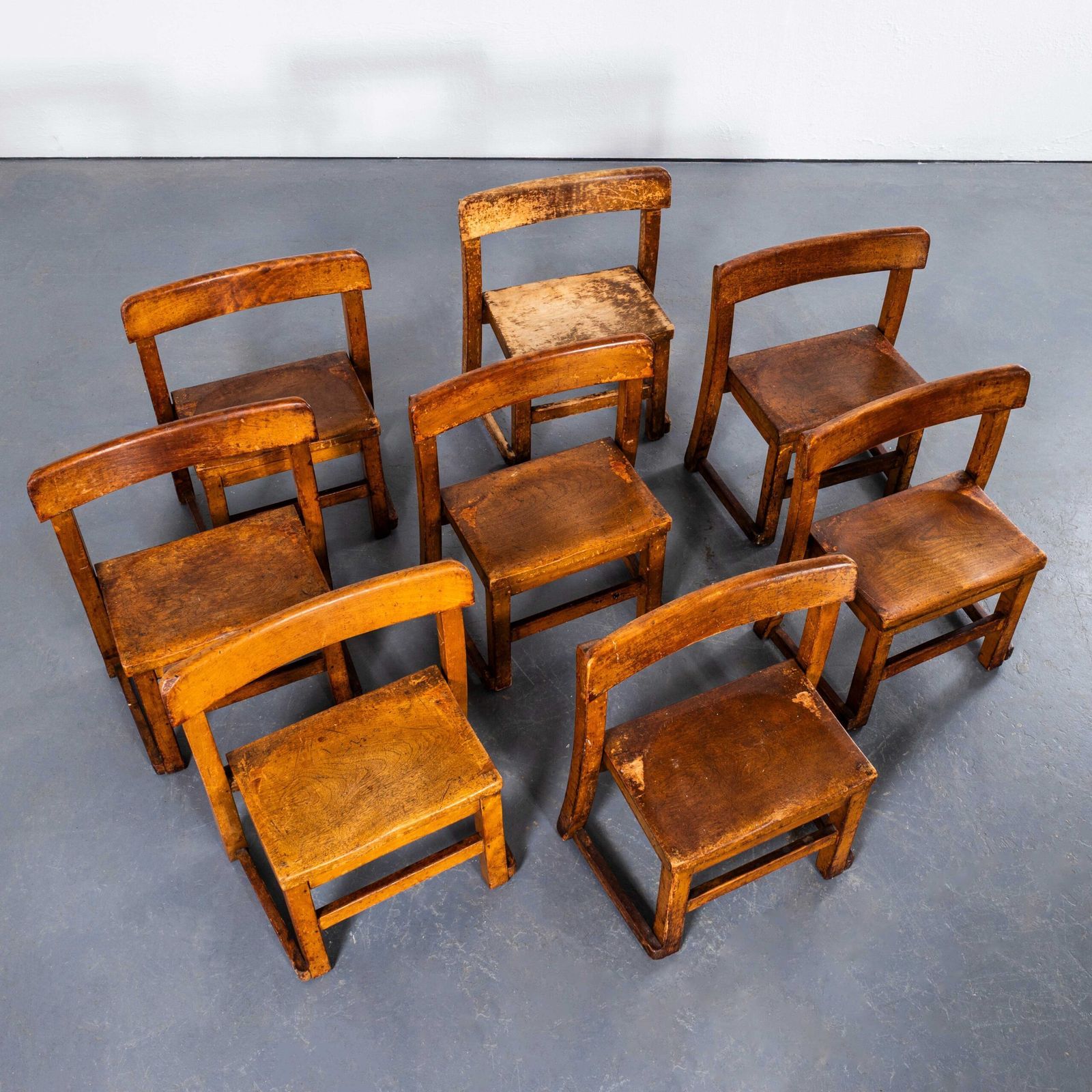 1920’s English Children’s Stacking School Hall Chairs photo for sale