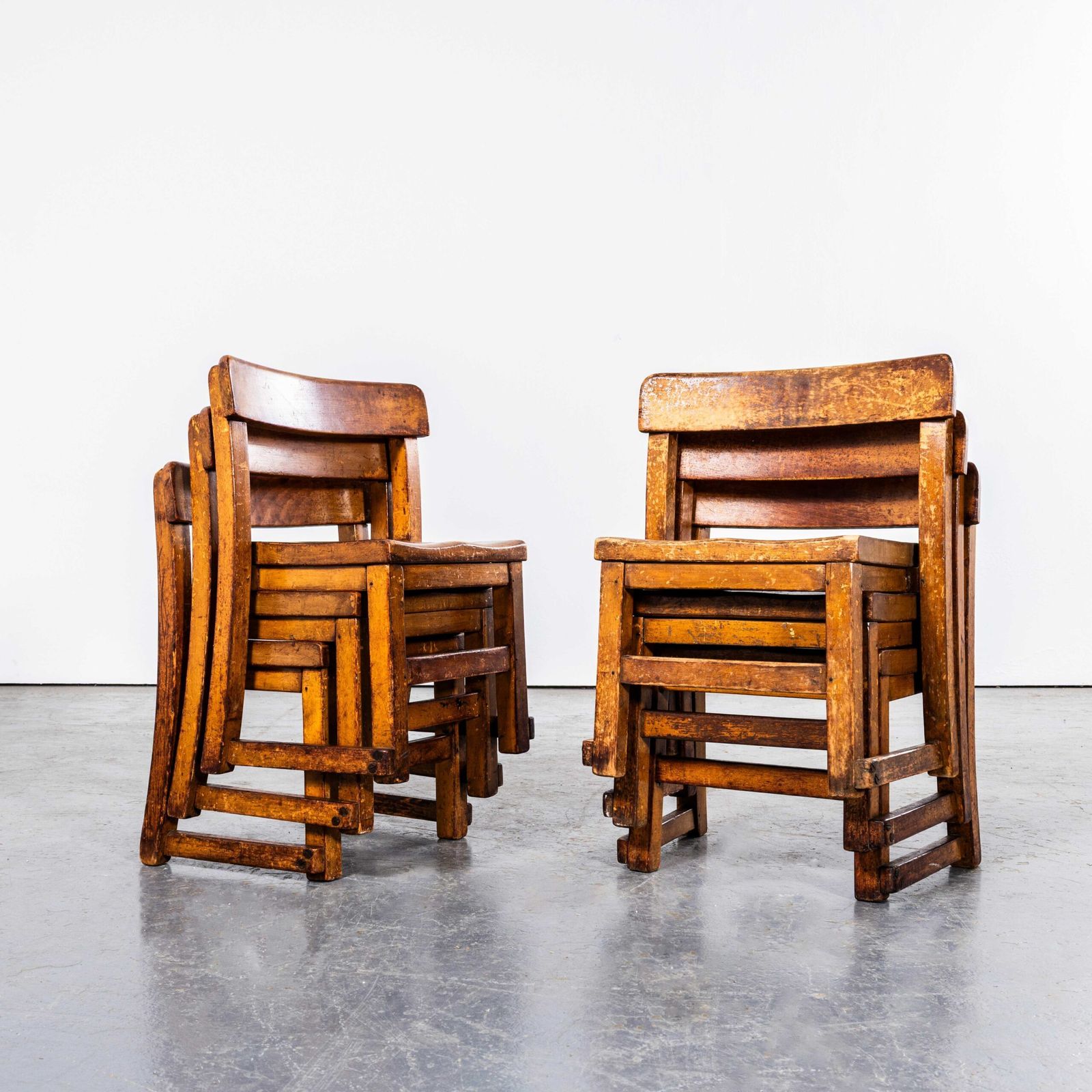1920’s English Children’s Stacking School Hall Chairs photo 65.0
