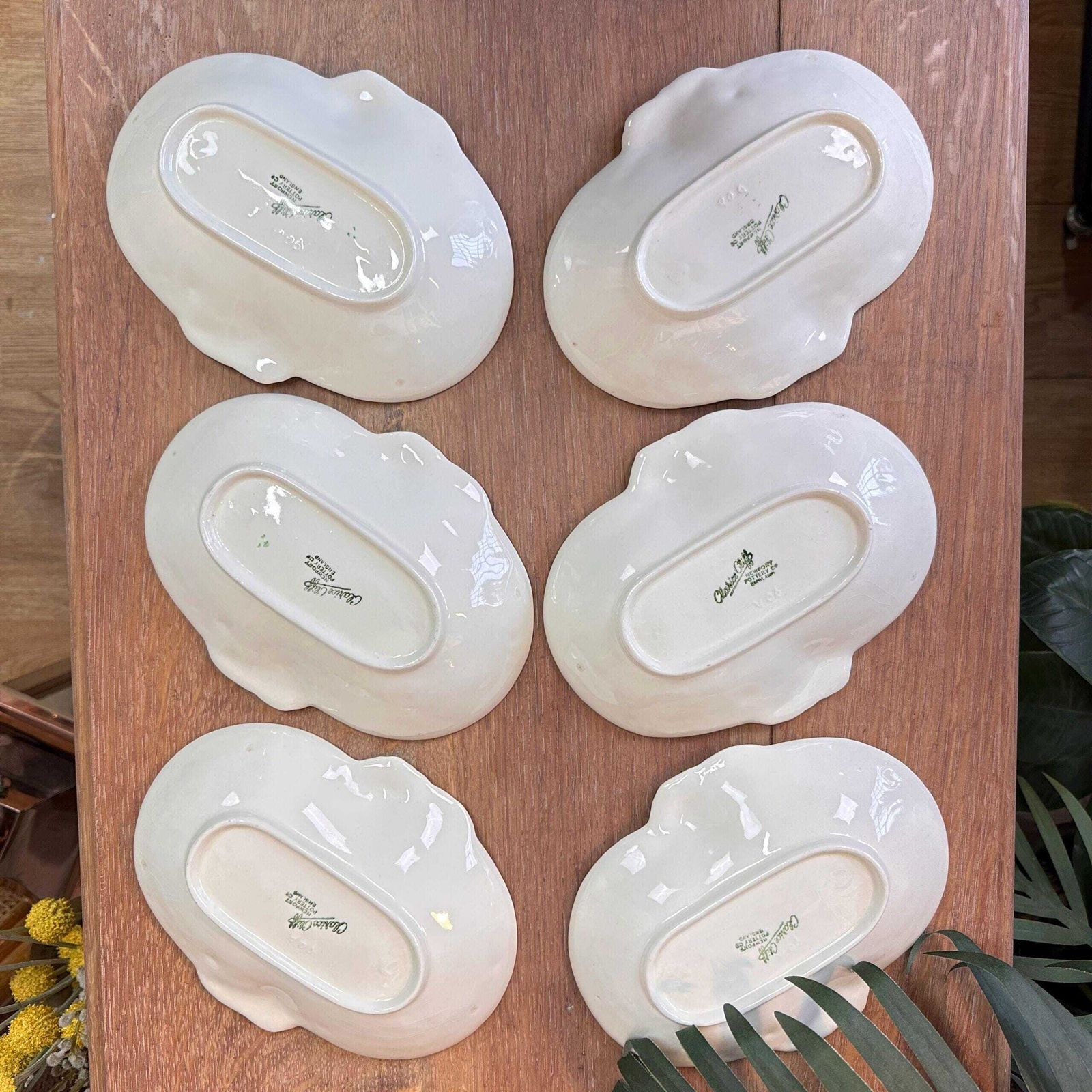 Set Of 6 Clarice Cliff Springtime Dishes Newport Pottery Art Deco 1930s Floral Relief photo Home Decor
