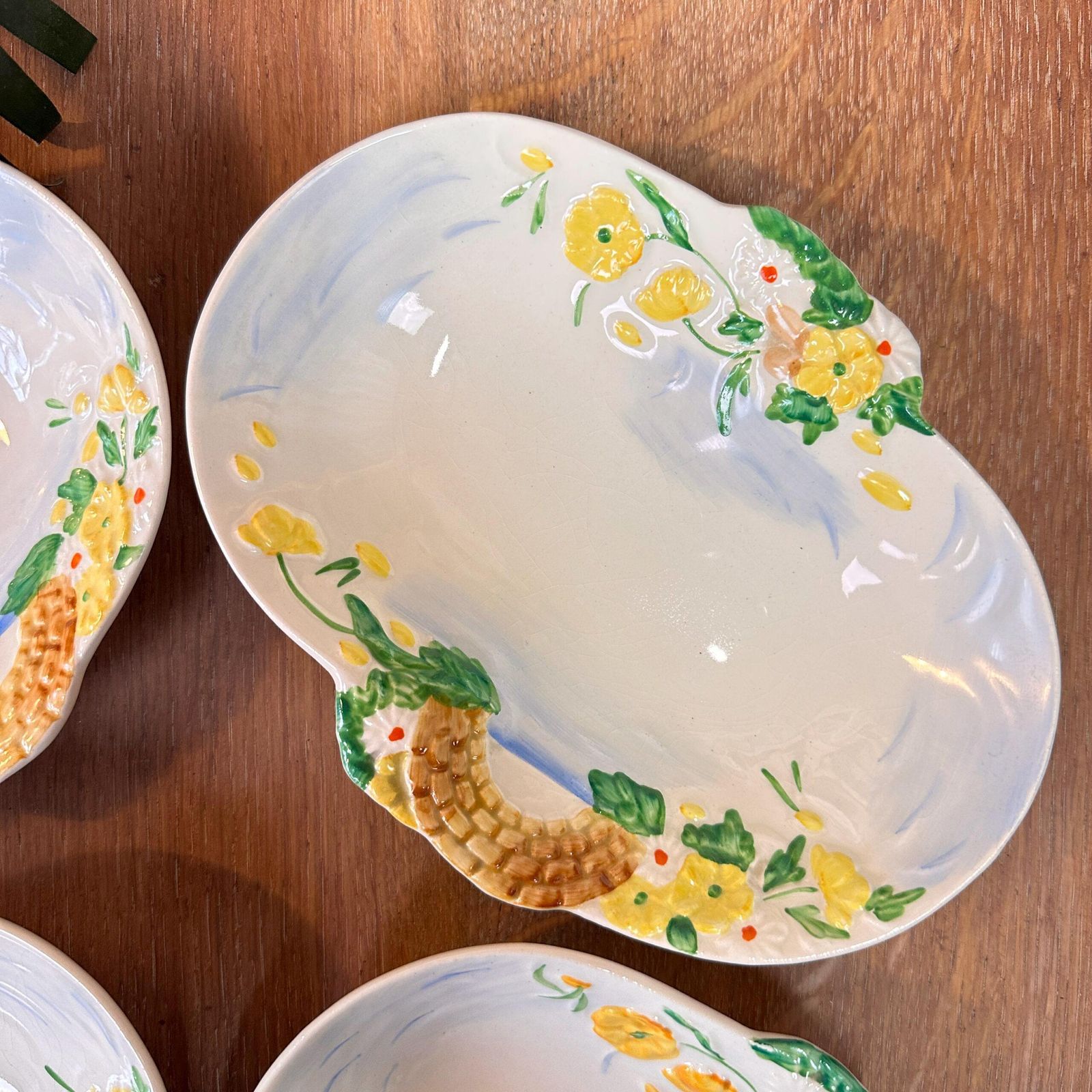 Set Of 6 Clarice Cliff Springtime Dishes Newport Pottery Art Deco 1930s Floral Relief photo 79.0