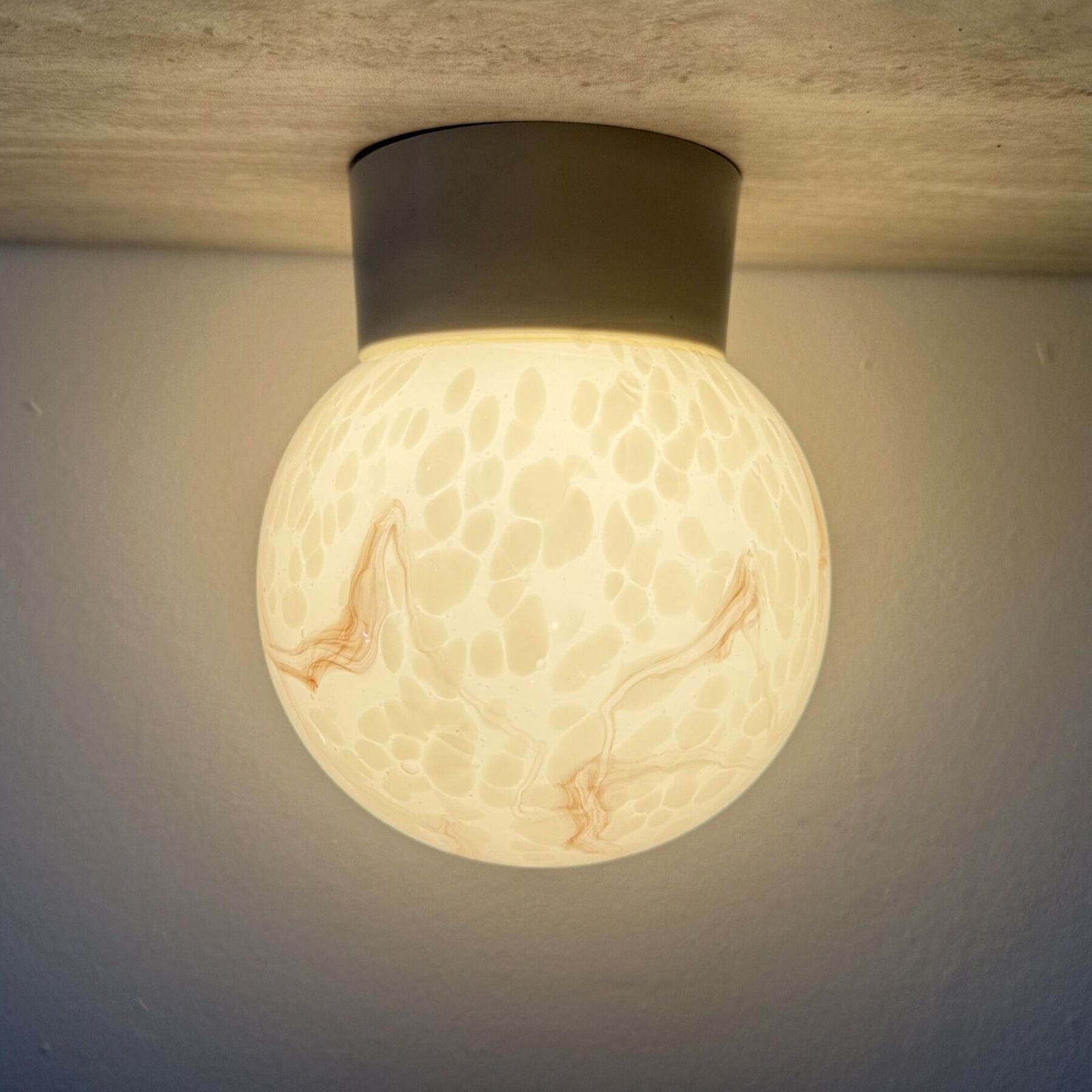 Thabur Art Deco Plafondlamp Met Gemarmerd Glas, Jaren 1930, Nederland photo Verlichting