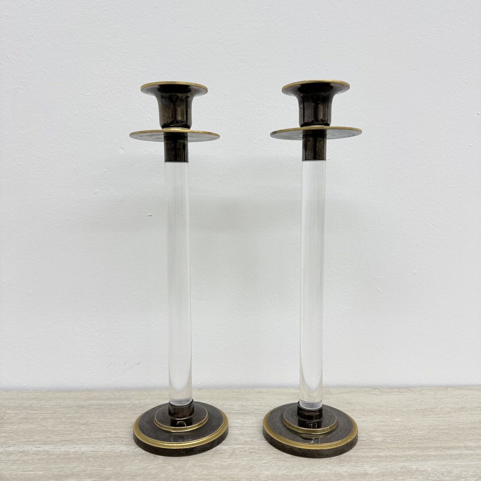 Set Van 2 Caravell Lucite Kandelaars, Jaren 1970 photo Woonaccessoires