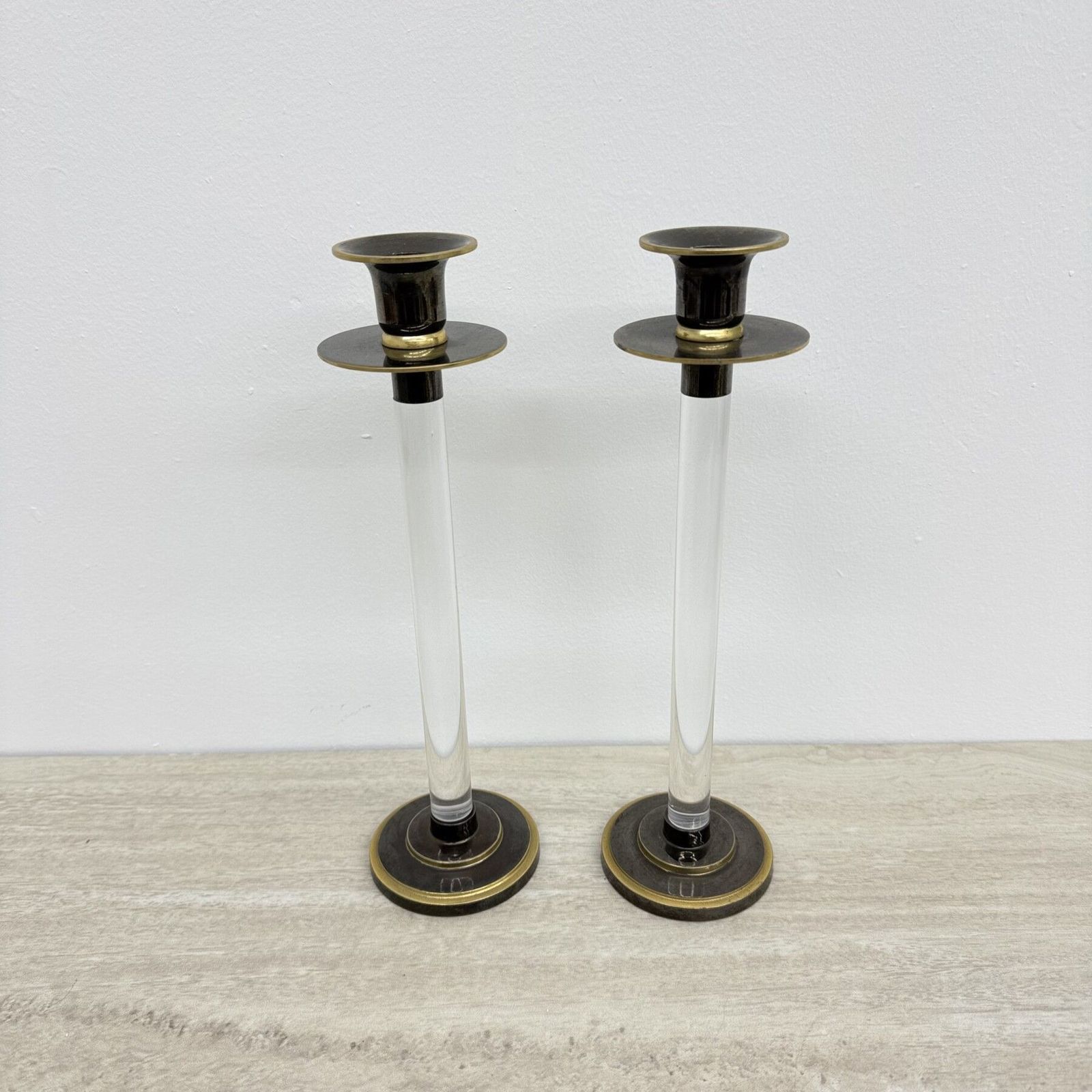 Set Of 2 Caravell Lucite Candle Sticks, 1970’s photo 189.0