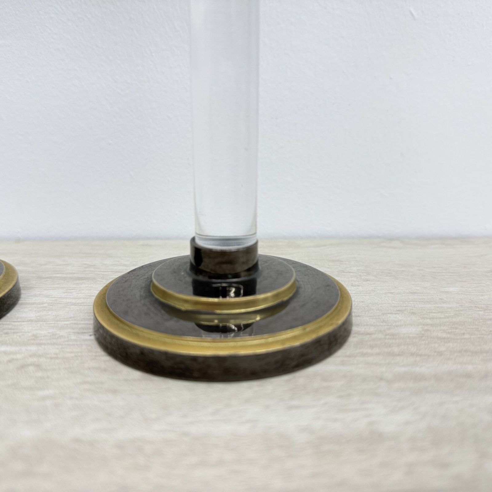 Home Decor Set Of 2 Caravell Lucite Candle Sticks, 1970’s photo