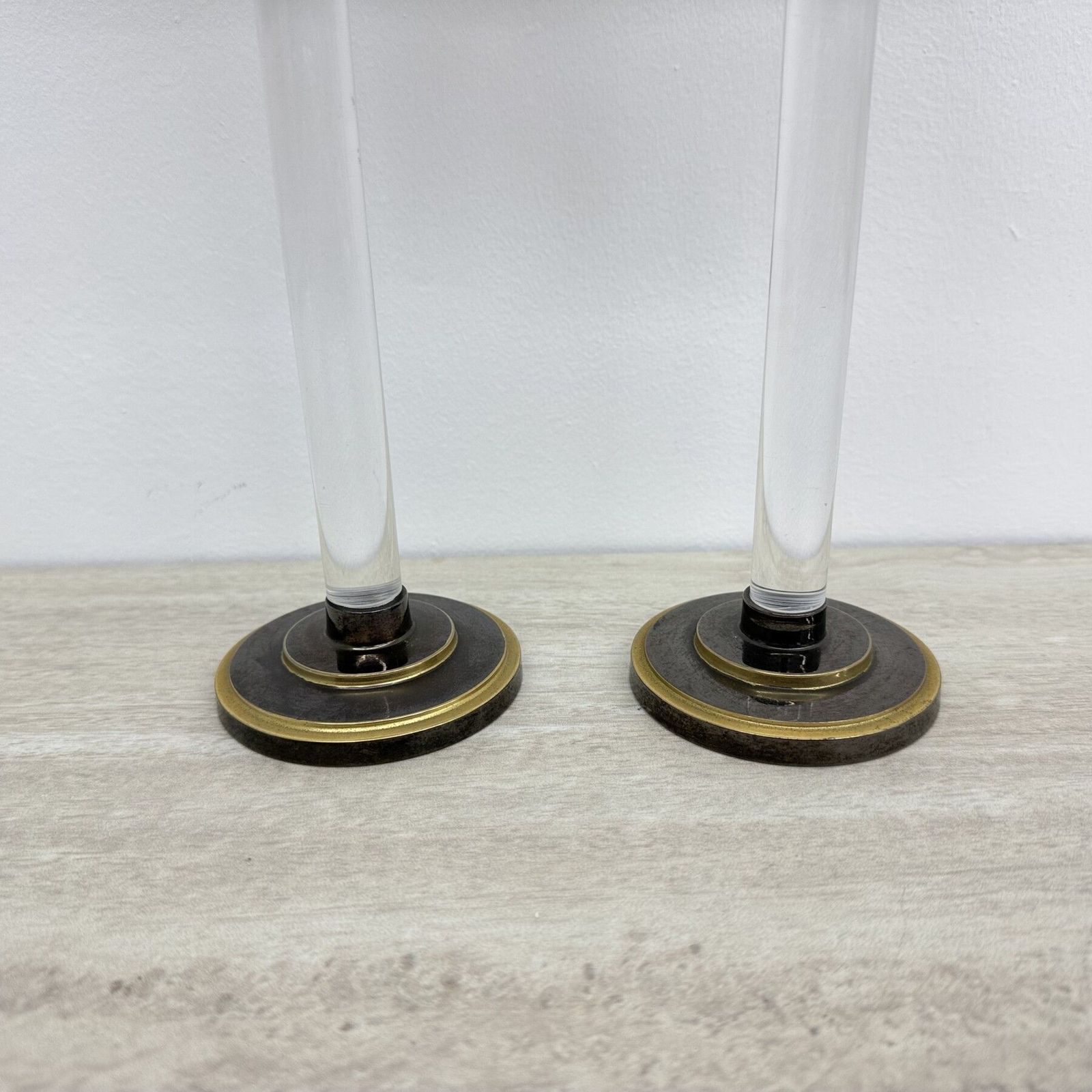 189.0 Set Of 2 Caravell Lucite Candle Sticks, 1970’s photo