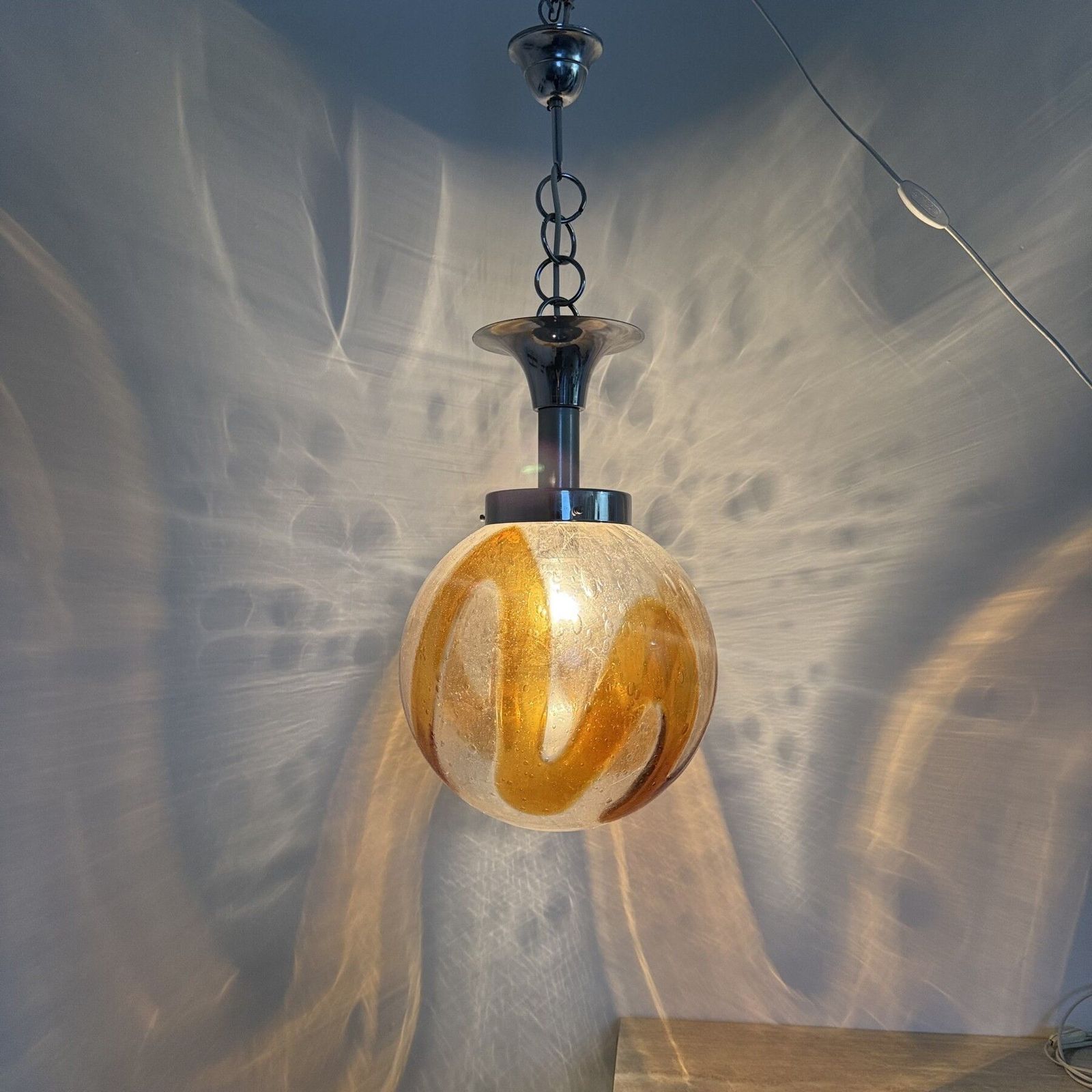 Murano Glass Hanging Lamp Pendant By Mazzega , 1970’s Italy photo 914.0