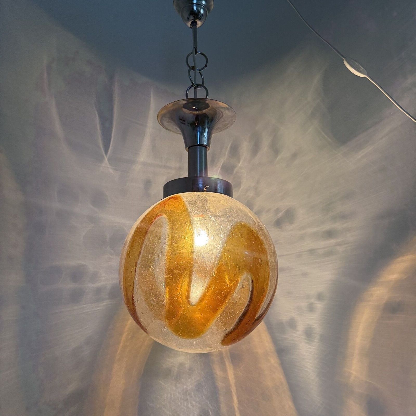 Murano Glass Hanging Lamp Pendant By Mazzega , 1970’s Italy photo buy