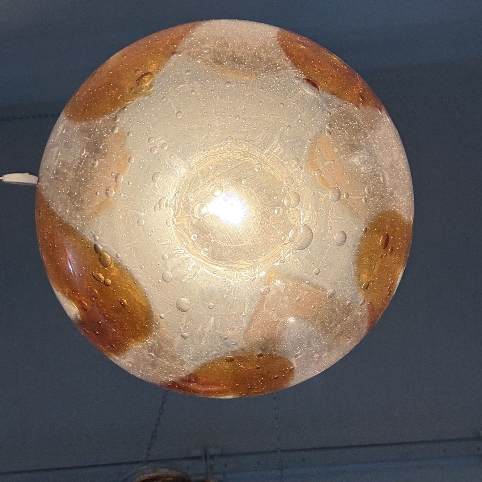 Murano Glass Hanging Lamp Pendant By Mazzega , 1970’s Italy photo vintage