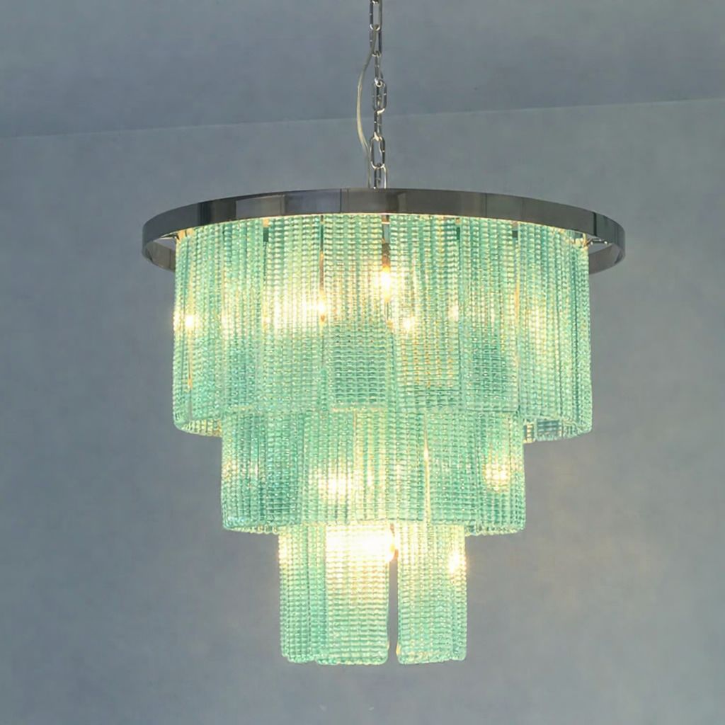 Contemporary Murano Glass Sputnik Chandelier, Mazzega Style In Sea Green Color Italian Simoeng photo furniture
