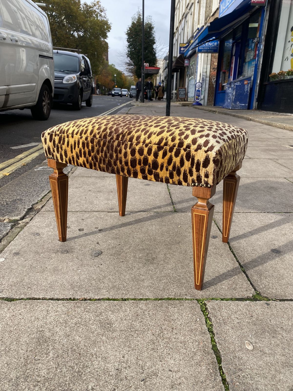 1950s Paolo Buffa Stool In Silk Velvet Cheetah By Jim Thompson Seat Italy Restored And Upholstered photo furniture