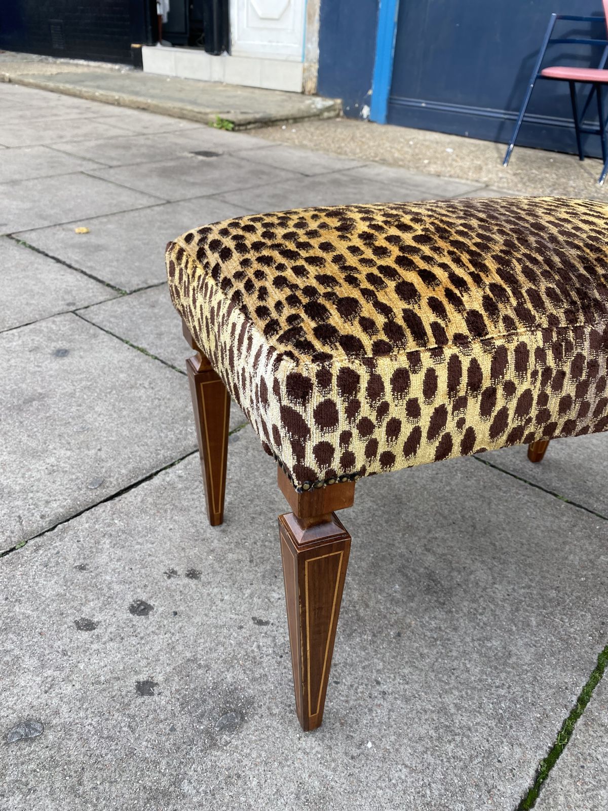 1950s Paolo Buffa Stool In Silk Velvet Cheetah By Jim Thompson Seat Italy Restored And Upholstered photo buy