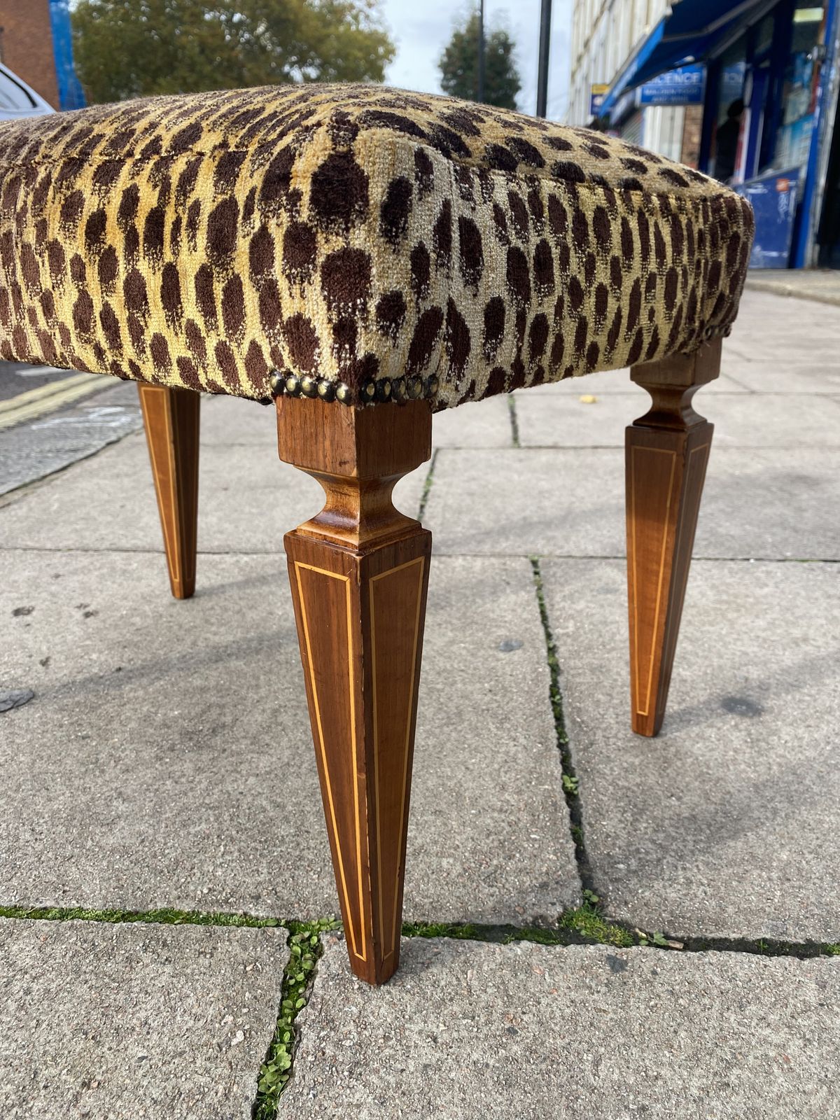 photo furniture 1950s Paolo Buffa Stool In Silk Velvet Cheetah By Jim Thompson Seat Italy Restored And Upholstered