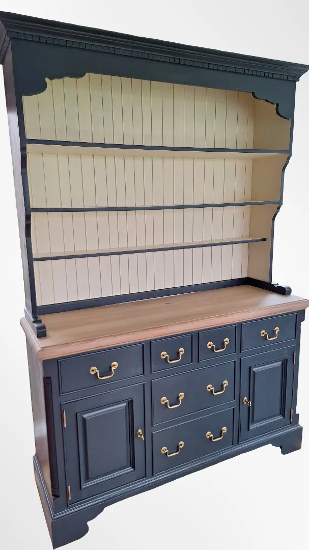 Painted Welsh Dresser In Cream & Dark Grey photo for sale