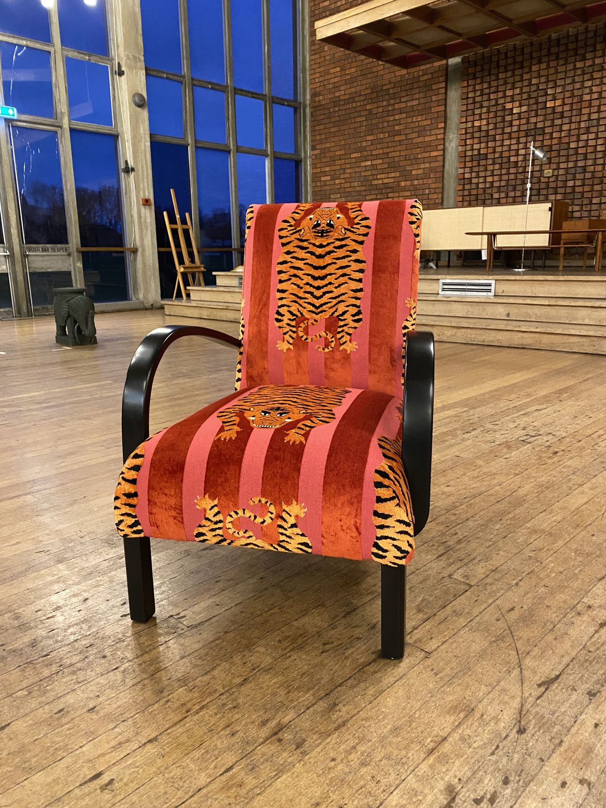 1940s Art Deco Armchair Bentwood Ebonised Pink Schumacher Jokhang Tiger Velvet Animal Thibet photo Furniture