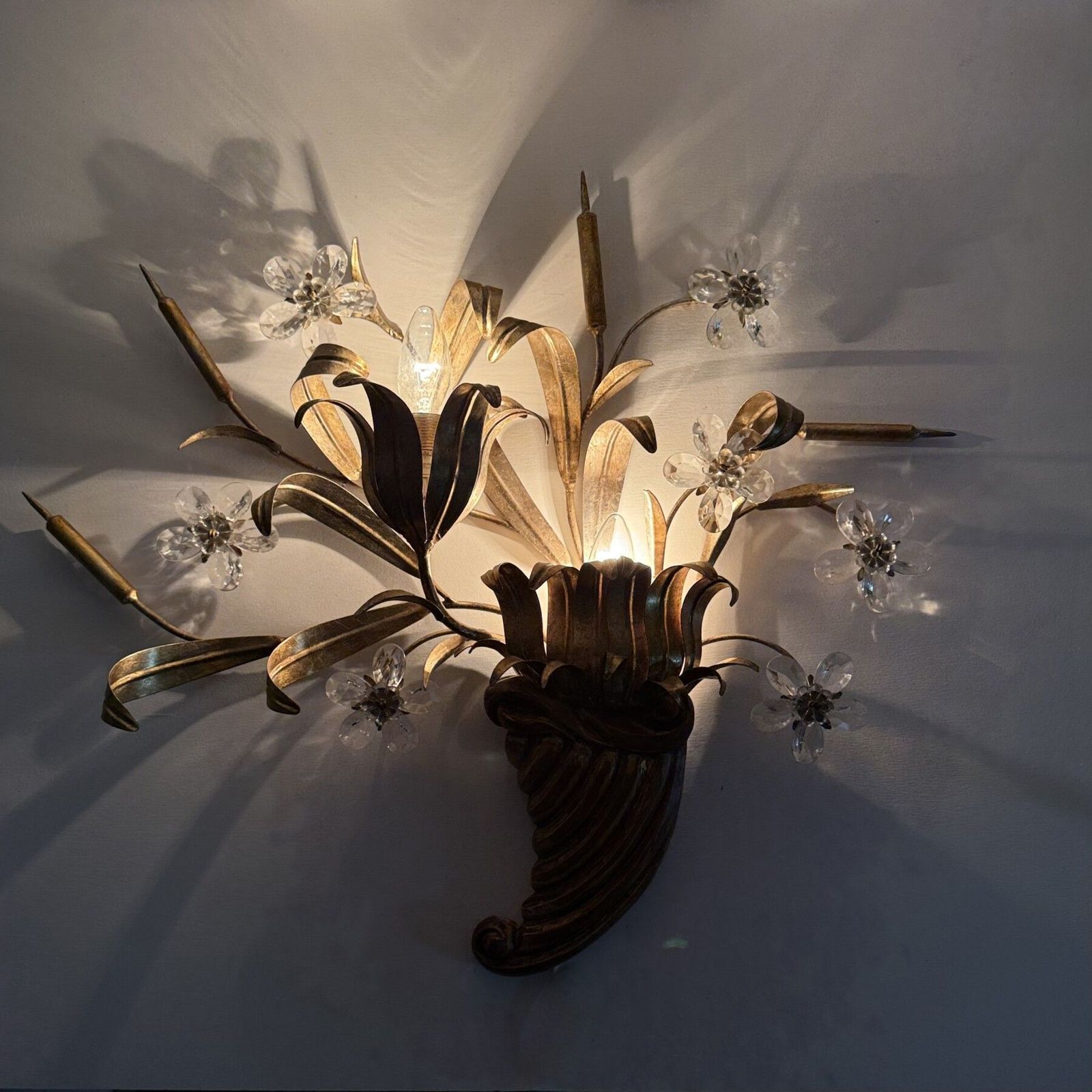 Mid Century Design Banci Style Wandlamp Kristallen Bloemboeket, Jaren 1970 photo 511.0