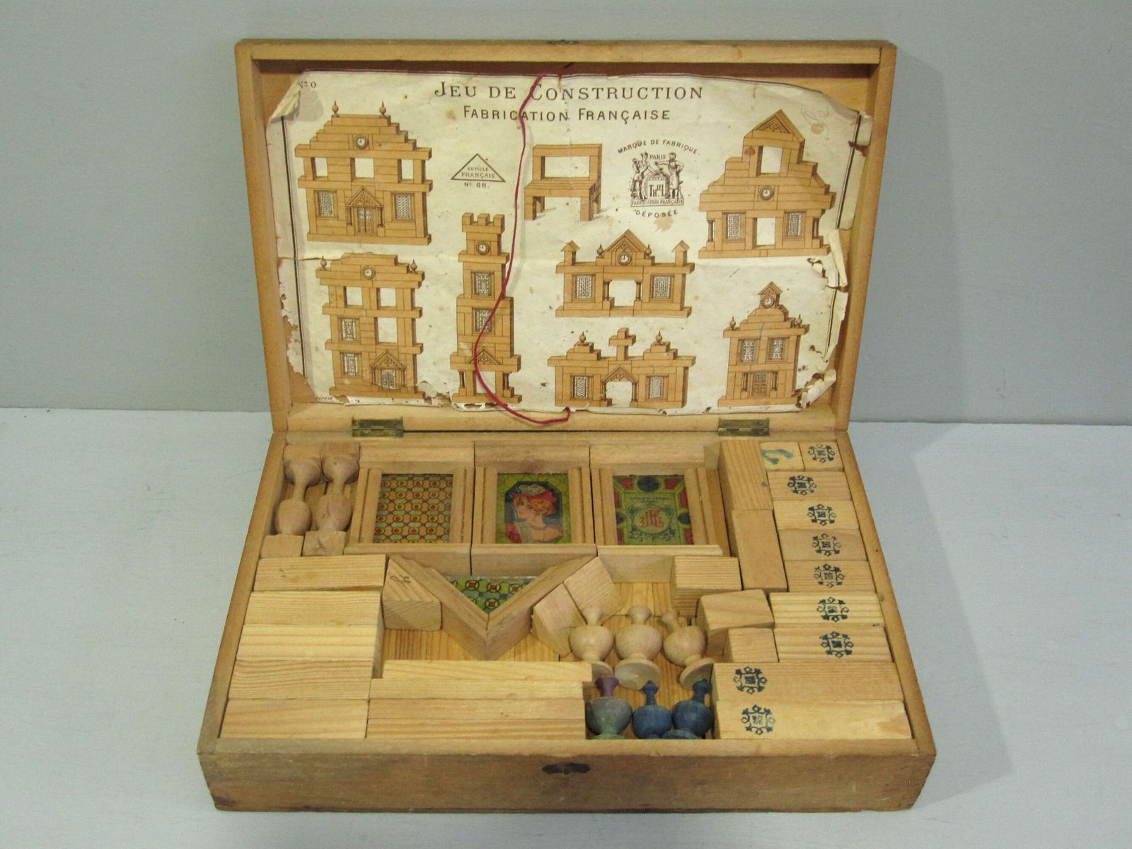 French Architecture Francaise Jeu De Construction Wood And Glass Building Blocks photo for sale