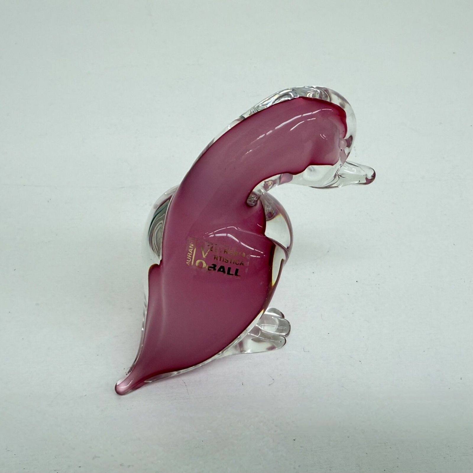 Archimede Seguso Rare Murano Pink Alabastro Art Glass Duck , 1970s photo vintage