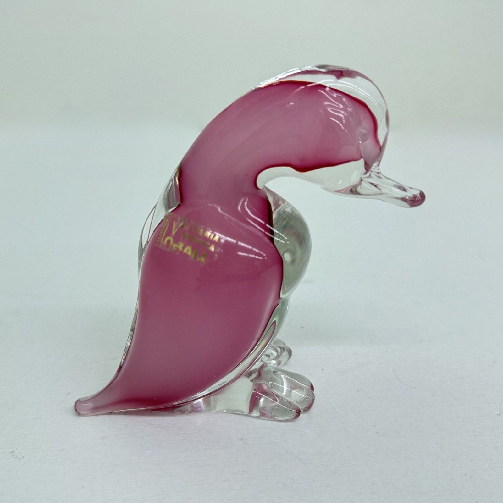 242.0 Archimede Seguso Zeldzame Murano Roze Alabastro Kunstglas Eend, Jaren 1970 photo